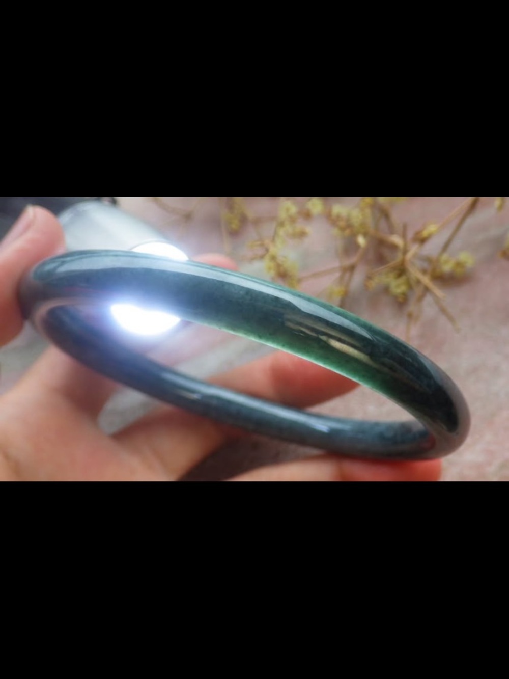 Elegant Jadeite jade dark green certificate luck bangle bracelet 70mm 8.5inches